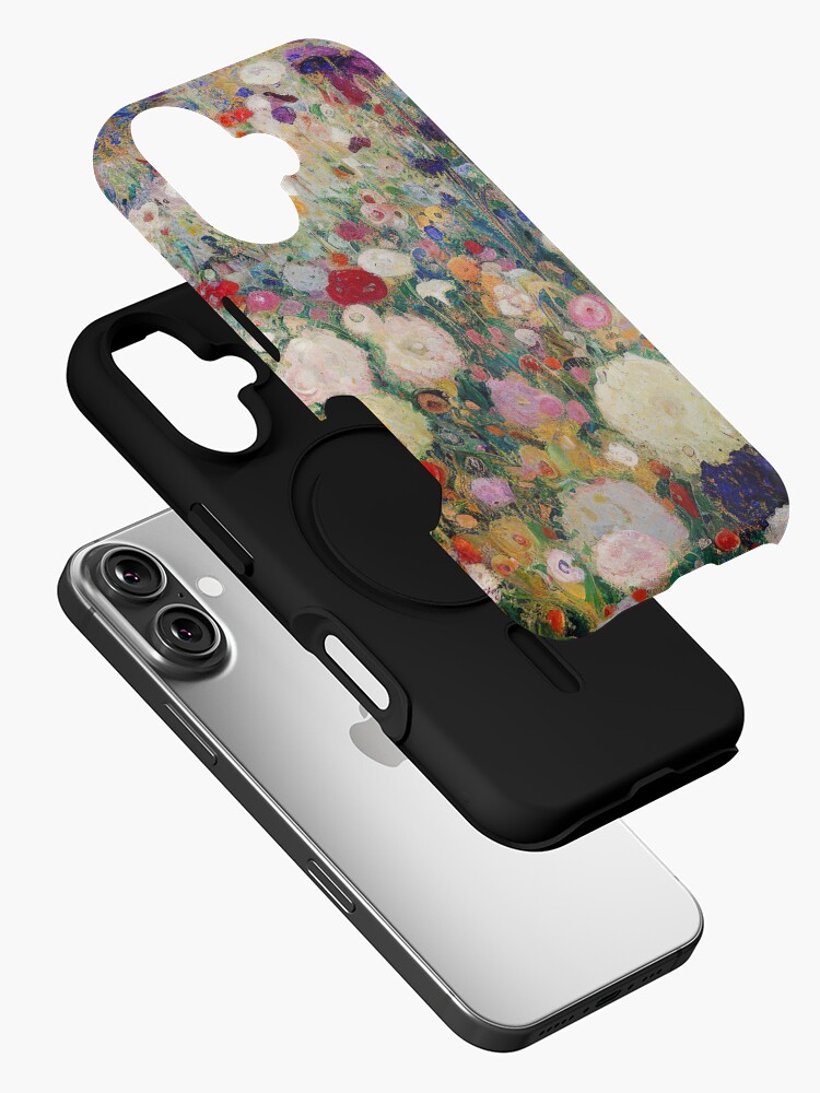 Aperçu 2 sur 4. Coque iPhone avec l'œuvre Peinture de fleurs de Gustav Klimt créée et vendue par maniacfitness.