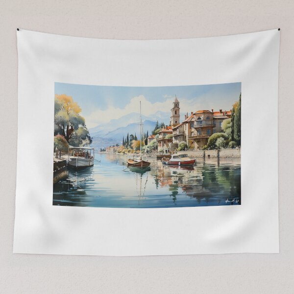 Item preview, watercolor of Lake Maggiore designed and sold by Mickeymouse2023.