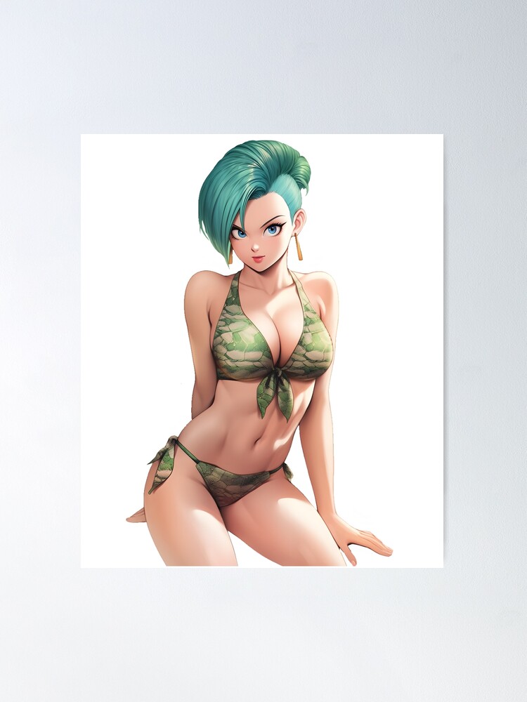 Bulma Green Bikini Cyberpunk Style the perfect Waifu from Dragonball Poster