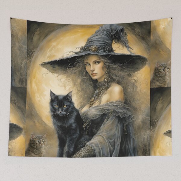 Item preview, Halloween witch and cats designed and sold by FineArtworld7.