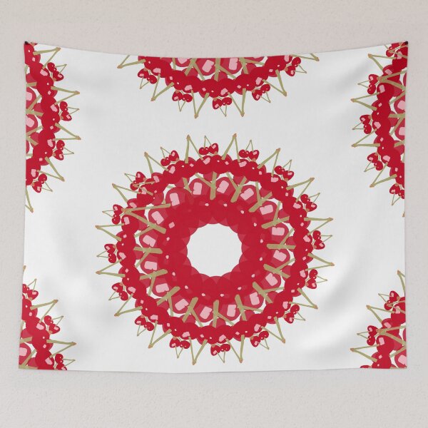 Item preview, Red Cherries - Hand Drawn, circular pattern designed and sold by Victoria Rose.