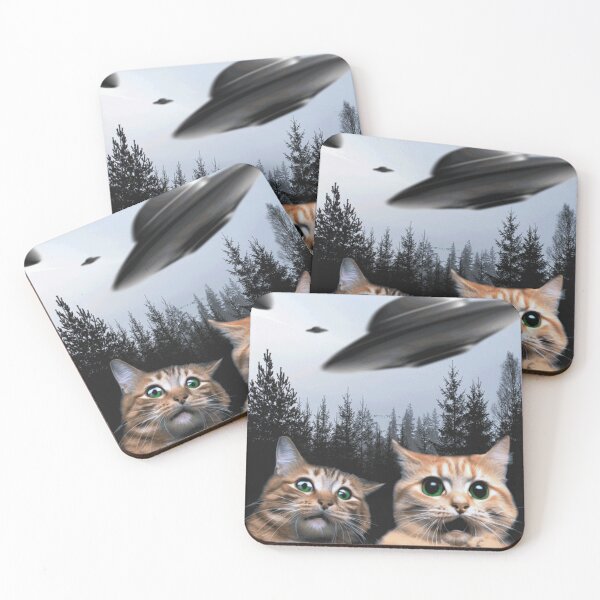 Item preview, Funny Cat Selfie With UFOs 1 designed and sold by MarisHallockh.