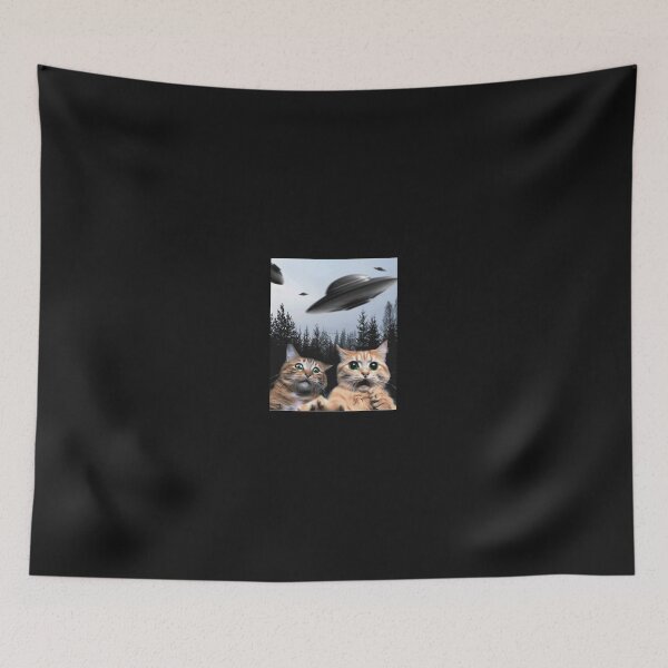 Item preview, Funny Cat Selfie With UFOs 1 designed and sold by MarisHallockh.