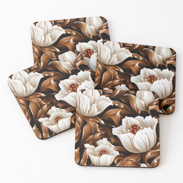 Item preview, Colorful fantasy pattern copper white nougat cream white ornaments metallic tulips designed and sold by G-M-Designs.