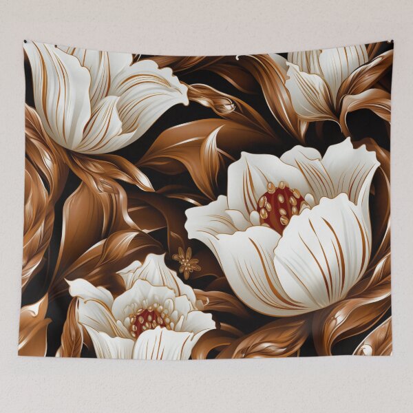Item preview, Colorful fantasy pattern copper white nougat cream white ornaments metallic tulips designed and sold by G-M-Designs.