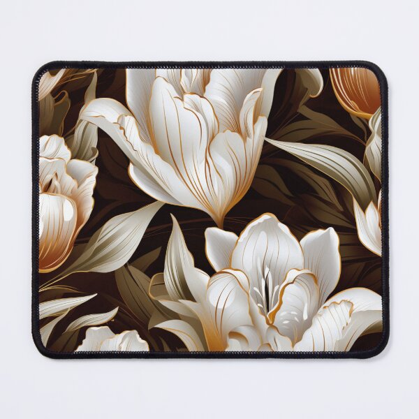 Item preview, Colorful fantasy pattern copper white nougat cream white ornaments metallic tulips designed and sold by G-M-Designs.