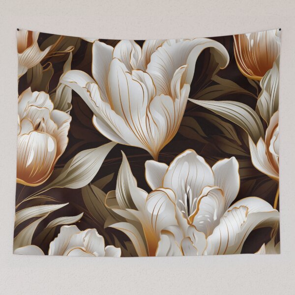 Item preview, Colorful fantasy pattern copper white nougat cream white ornaments metallic tulips designed and sold by G-M-Designs.