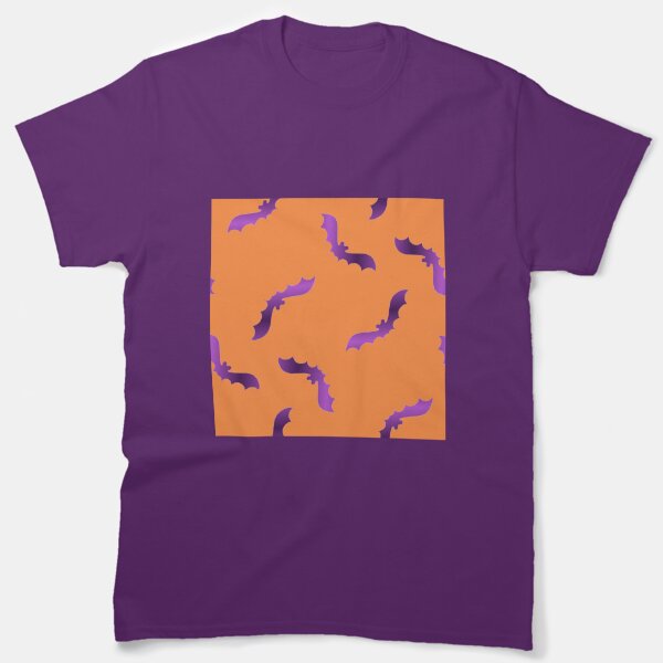 Purple bats pattern on orange Classic T-Shirt