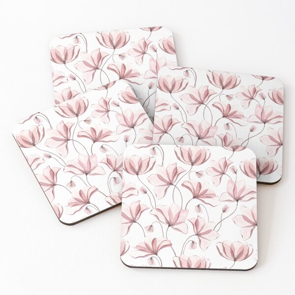 Item preview, Translucent poppy watercolor ornate print. Transparent blush anemones. Spring floral romantic illustration designed and sold by likapix.