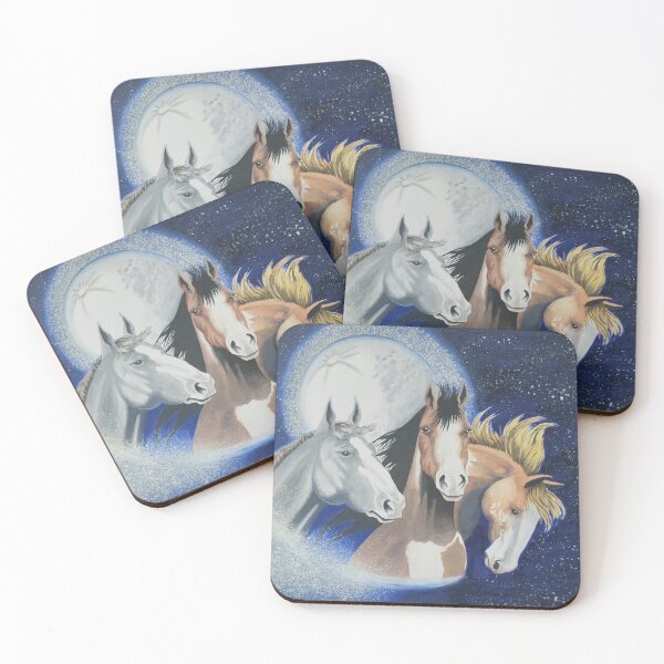 Item preview, Three horses with moon and starlight designed and sold by JoJoPonies.