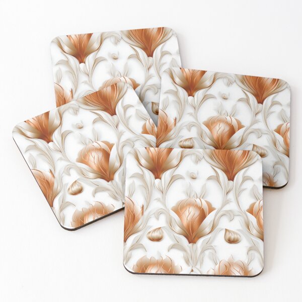 Item preview, Colorful fantasy pattern copper white nougat cream white ornaments metallic tulips designed and sold by G-M-Designs.
