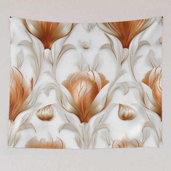 Item preview, Colorful fantasy pattern copper white nougat cream white ornaments metallic tulips designed and sold by G-M-Designs.
