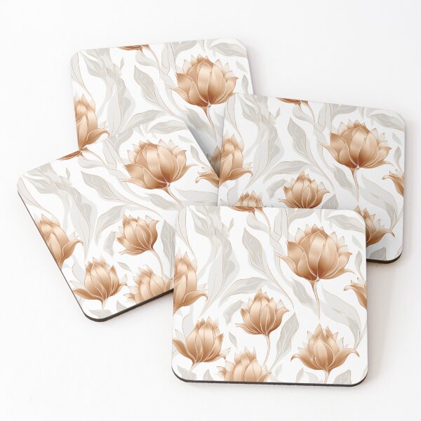 Item preview, Colorful fantasy pattern copper white nougat cream white ornaments metallic tulips designed and sold by G-M-Designs.