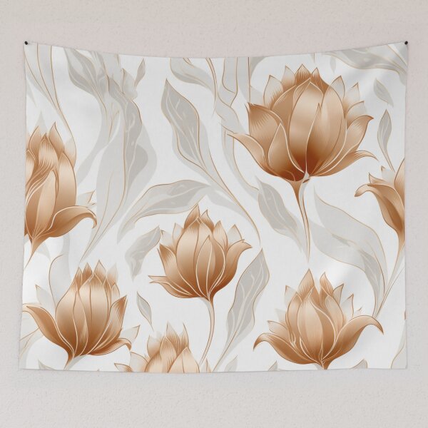 Item preview, Colorful fantasy pattern copper white nougat cream white ornaments metallic tulips designed and sold by G-M-Designs.