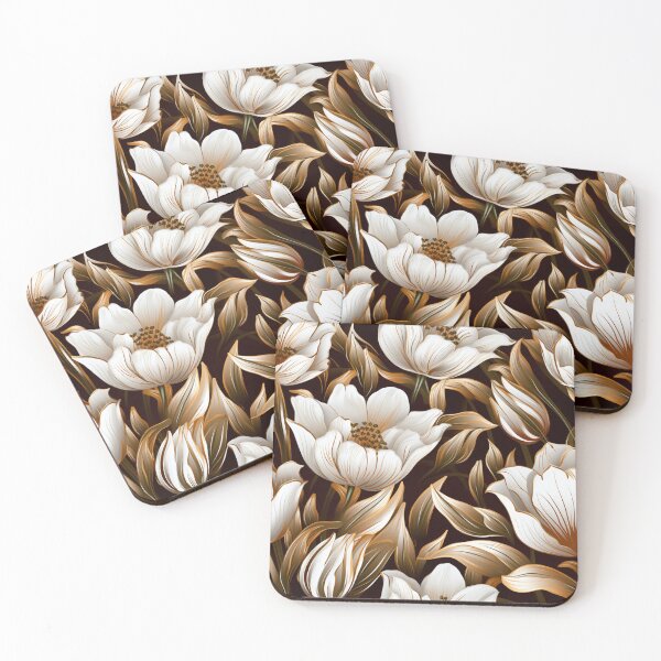Item preview, Colorful fantasy pattern copper white nougat cream white ornaments metallic tulips designed and sold by G-M-Designs.