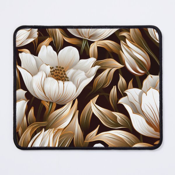 Item preview, Colorful fantasy pattern copper white nougat cream white ornaments metallic tulips designed and sold by G-M-Designs.