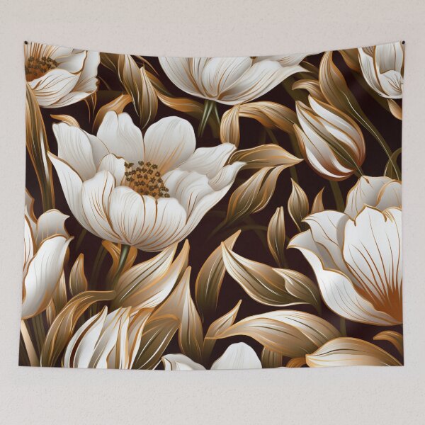 Item preview, Colorful fantasy pattern copper white nougat cream white ornaments metallic tulips designed and sold by G-M-Designs.
