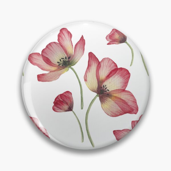 Item preview, Red translucent Poppies watercolor print. Transparent Poppy flower romantic composition designed and sold by likapix.