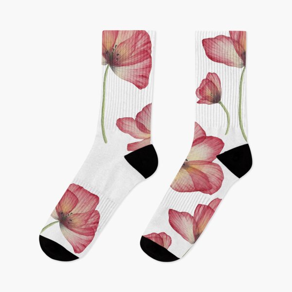 Item preview, Red translucent Poppies watercolor print. Transparent Poppy flower romantic composition designed and sold by likapix.