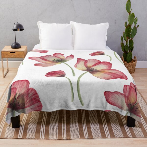 Item preview, Red translucent Poppies watercolor print. Transparent Poppy flower romantic composition designed and sold by likapix.