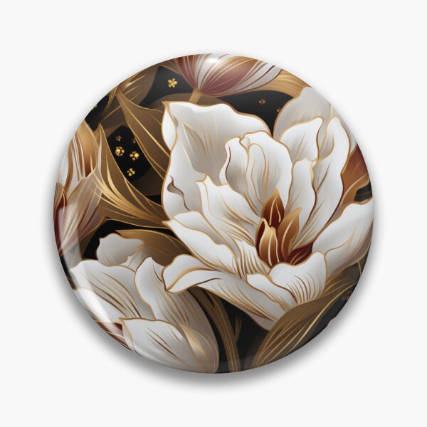 Item preview, Colorful fantasy pattern copper white nougat cream white ornaments metallic tulips designed and sold by G-M-Designs.