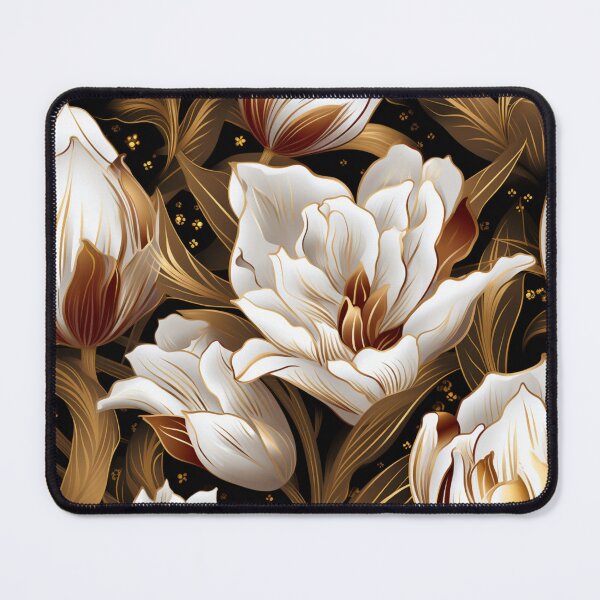 Item preview, Colorful fantasy pattern copper white nougat cream white ornaments metallic tulips designed and sold by G-M-Designs.