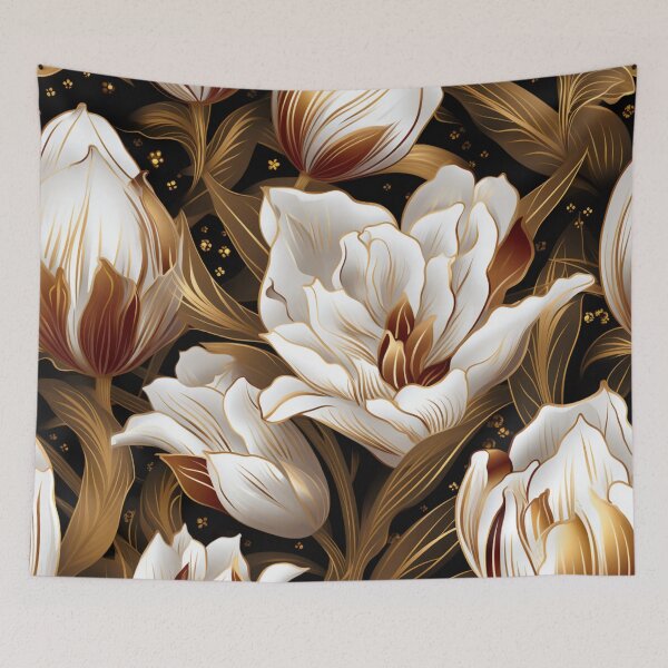 Item preview, Colorful fantasy pattern copper white nougat cream white ornaments metallic tulips designed and sold by G-M-Designs.