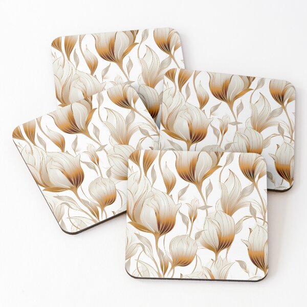 Item preview, Colorful fantasy pattern copper white nougat cream white ornaments metallic tulips designed and sold by G-M-Designs.