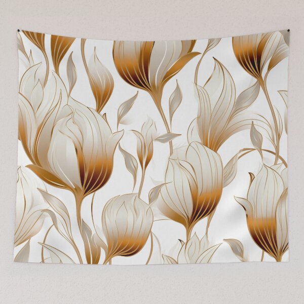 Item preview, Colorful fantasy pattern copper white nougat cream white ornaments metallic tulips designed and sold by G-M-Designs.