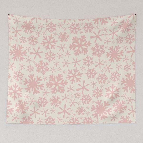 Item preview, boho snowflakes pastel pink on cream vintage christmas winter holidays designed and sold by blomastudios.