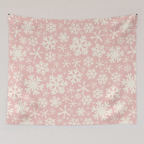 Item preview, boho snowflakes cream on pastel pink vintage christmas winter holidays designed and sold by blomastudios.