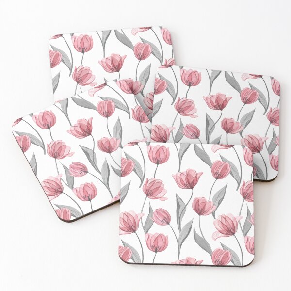 Item preview, Tulip translucent flowers watercolor print. Spring garden delicate romantic composition designed and sold by likapix.