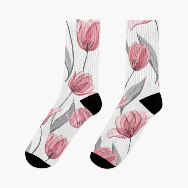 Item preview, Tulip translucent flowers watercolor print. Spring garden delicate romantic composition designed and sold by likapix.