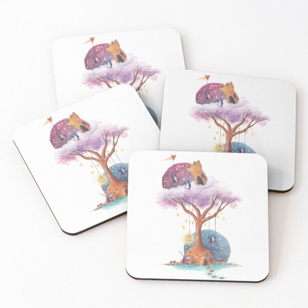 Item preview, Penguin couple in their dream tree home and castle on a cloud. designed and sold by PenguinGirl-Art.