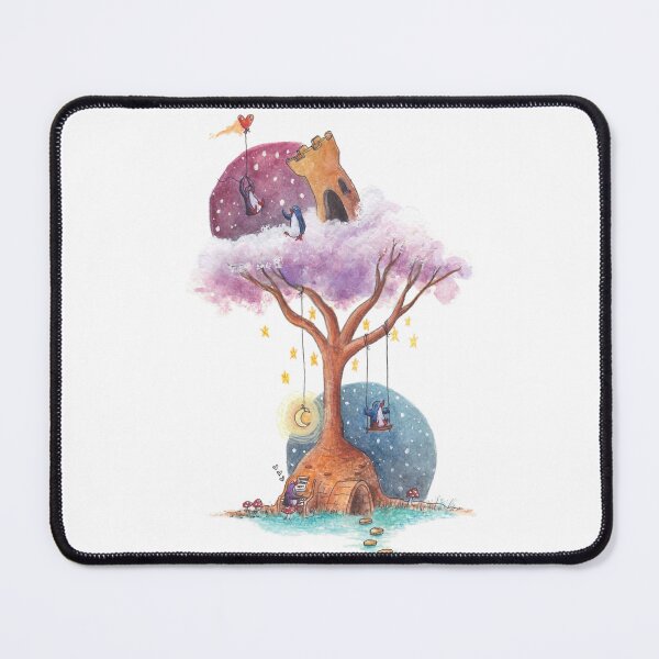 Item preview, Penguin couple in their dream tree home and castle on a cloud. designed and sold by PenguinGirl-Art.