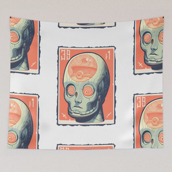 Item preview, Soviet Space Program- Alien Skull Stamp 5 designed and sold by octoboobs.