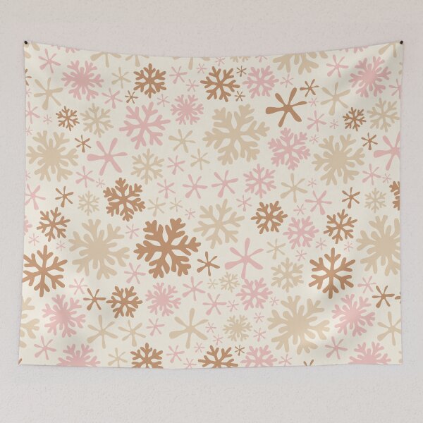 Item preview, boho snowflakes pastel pink cream beige neutral vintage christmas winter holidays designed and sold by blomastudios.