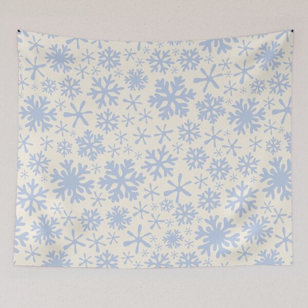 Item preview, boho snowflakes pastel blue cream neutral vintage christmas winter holidays designed and sold by blomastudios.