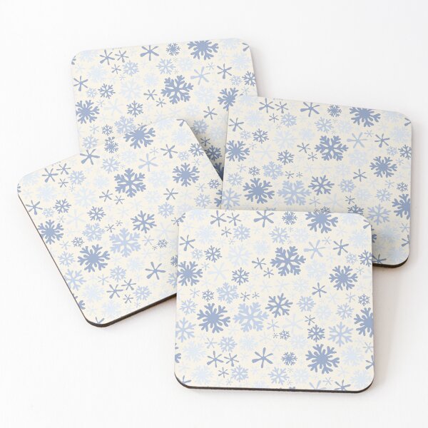 Item preview, boho snowflakes pastel blue on cream vintage christmas winter holidays designed and sold by blomastudios.