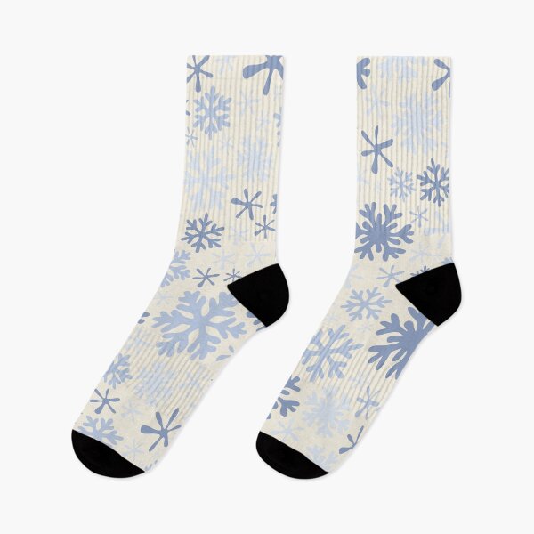 Item preview, boho snowflakes pastel blue on cream vintage christmas winter holidays designed and sold by blomastudios.