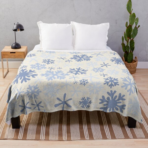 Item preview, boho snowflakes pastel blue on cream vintage christmas winter holidays designed and sold by blomastudios.