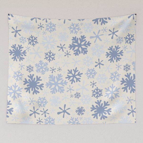 Item preview, boho snowflakes pastel blue on cream vintage christmas winter holidays designed and sold by blomastudios.