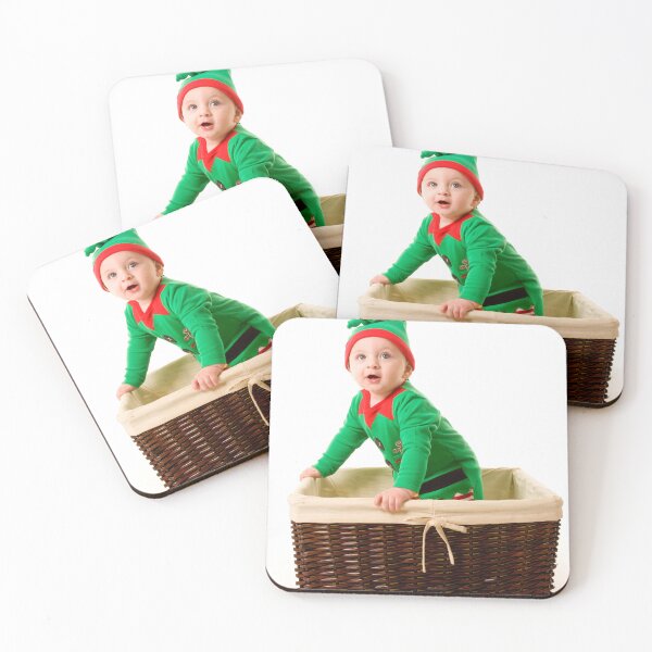 Item preview, Child dressed as Christmas Elf standing in basket designed and sold by bailey-cooper.