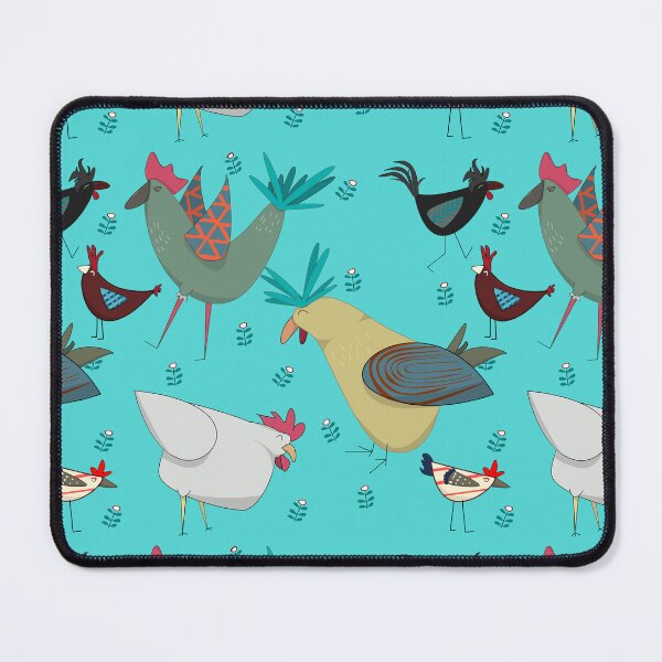 Item preview, Cute chicken with flowers seamless pattern with turquoise background - Gifts for chicken lovers designed and sold by ChiknEmporium.