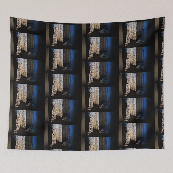Item preview, knitted background from natural brown twine blue black designed and sold by colorfulglee.