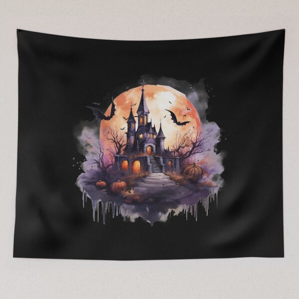 Item preview, Scary Halloween Castle Watercolor Style designed and sold by AnnaMDesign.