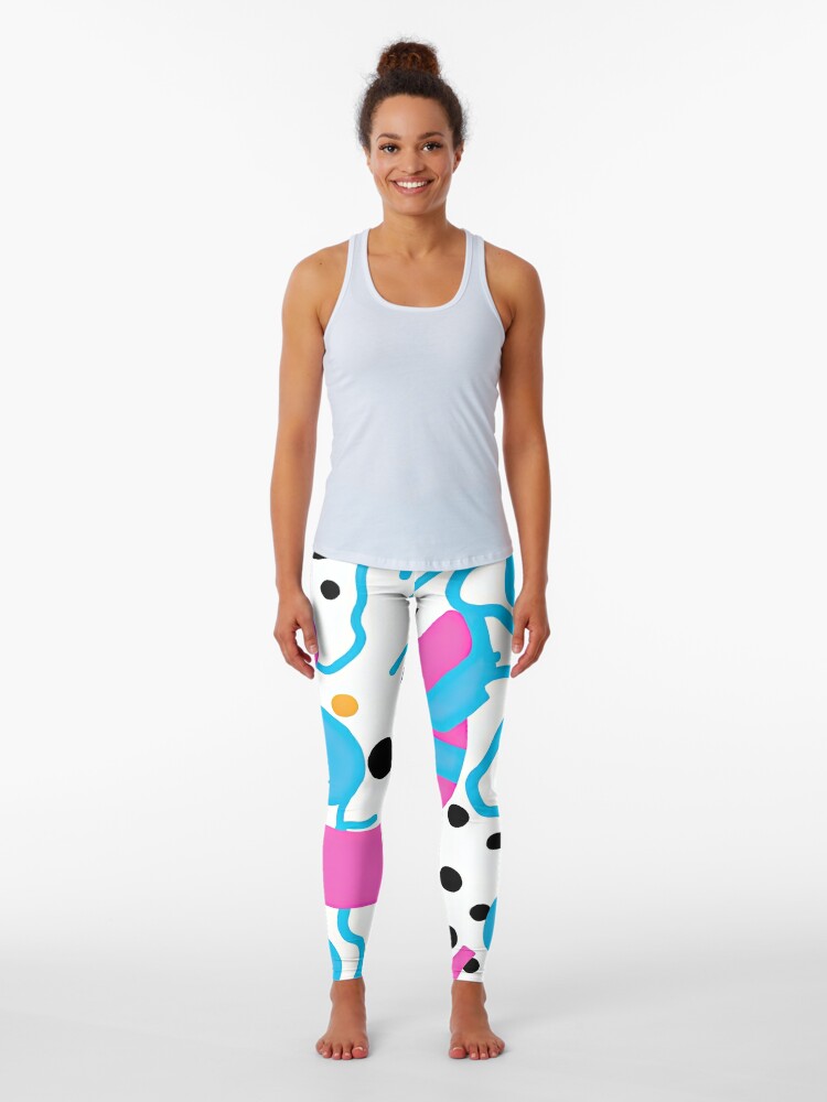 Funky 80s and 90s Nostalgia Pop Pattern Leggings for Sale by