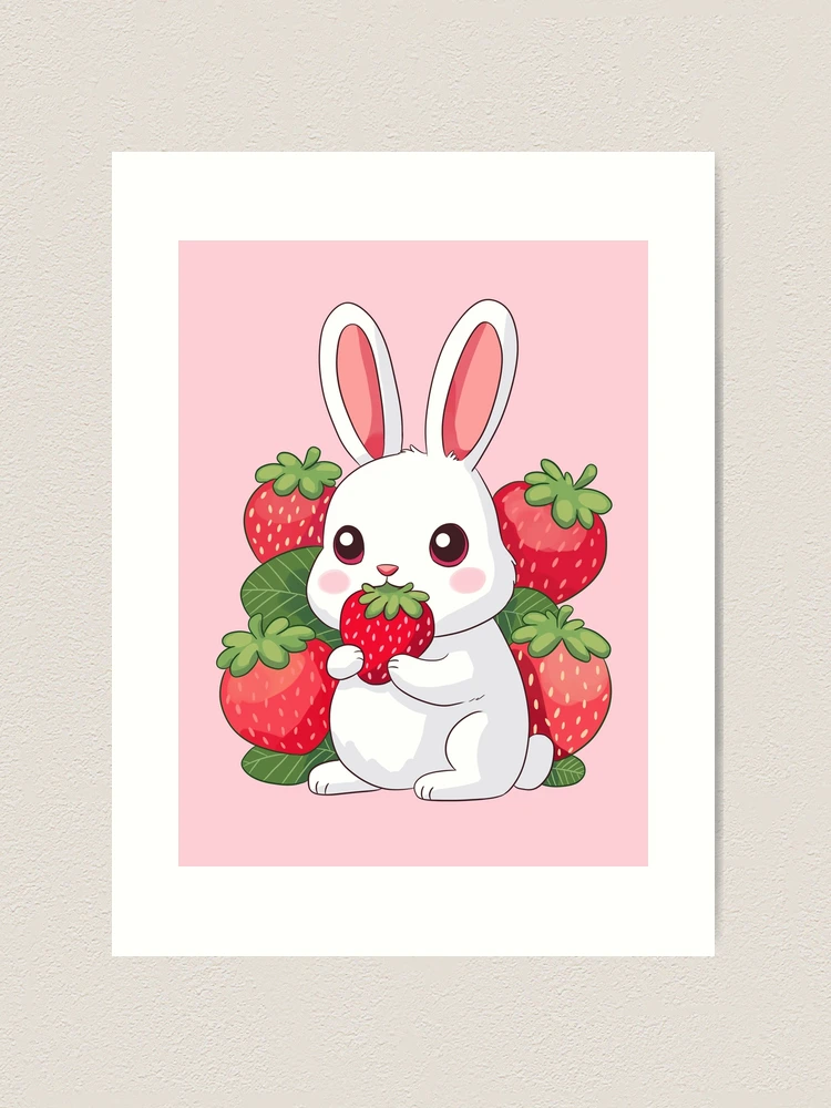 絵画 strawberry & cutie rabbit farp,large,wall_texture,