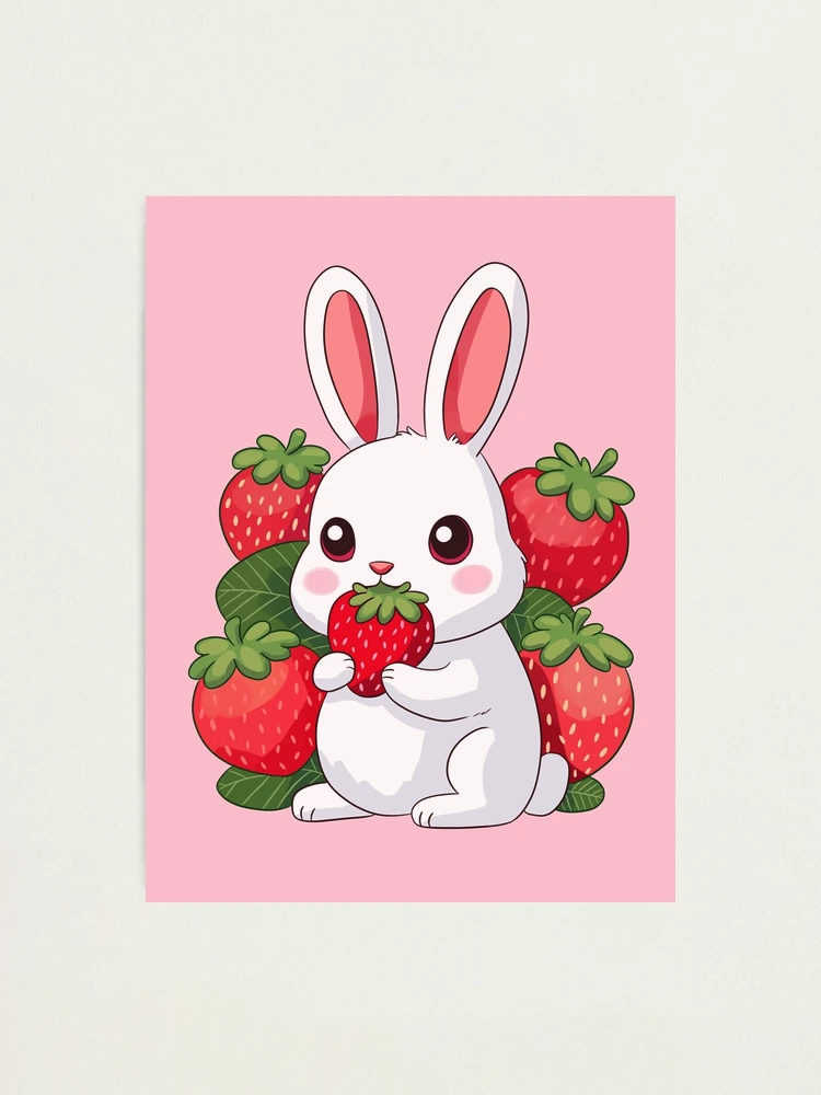 絵画 strawberry & cutie rabbit 絵画 strawberry & cutie rabbit Cute white rabbit with
