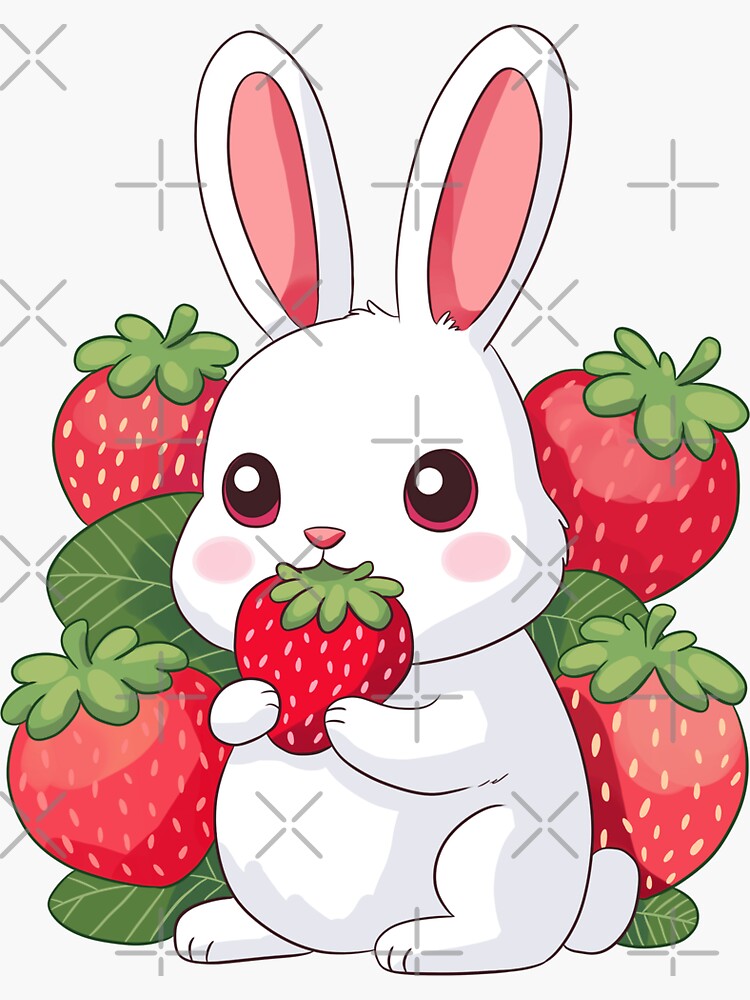 Cute strawberry bunny - Strawbunny Sticker for Sale by Yaragold